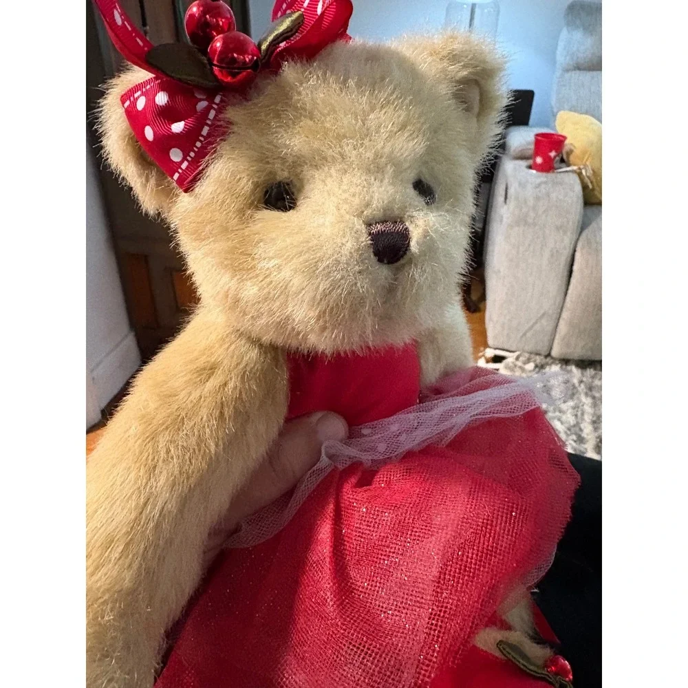 Bearington Collection Christmas Ballerina Teddy Bear Red Tutu Holiday Plush 14in